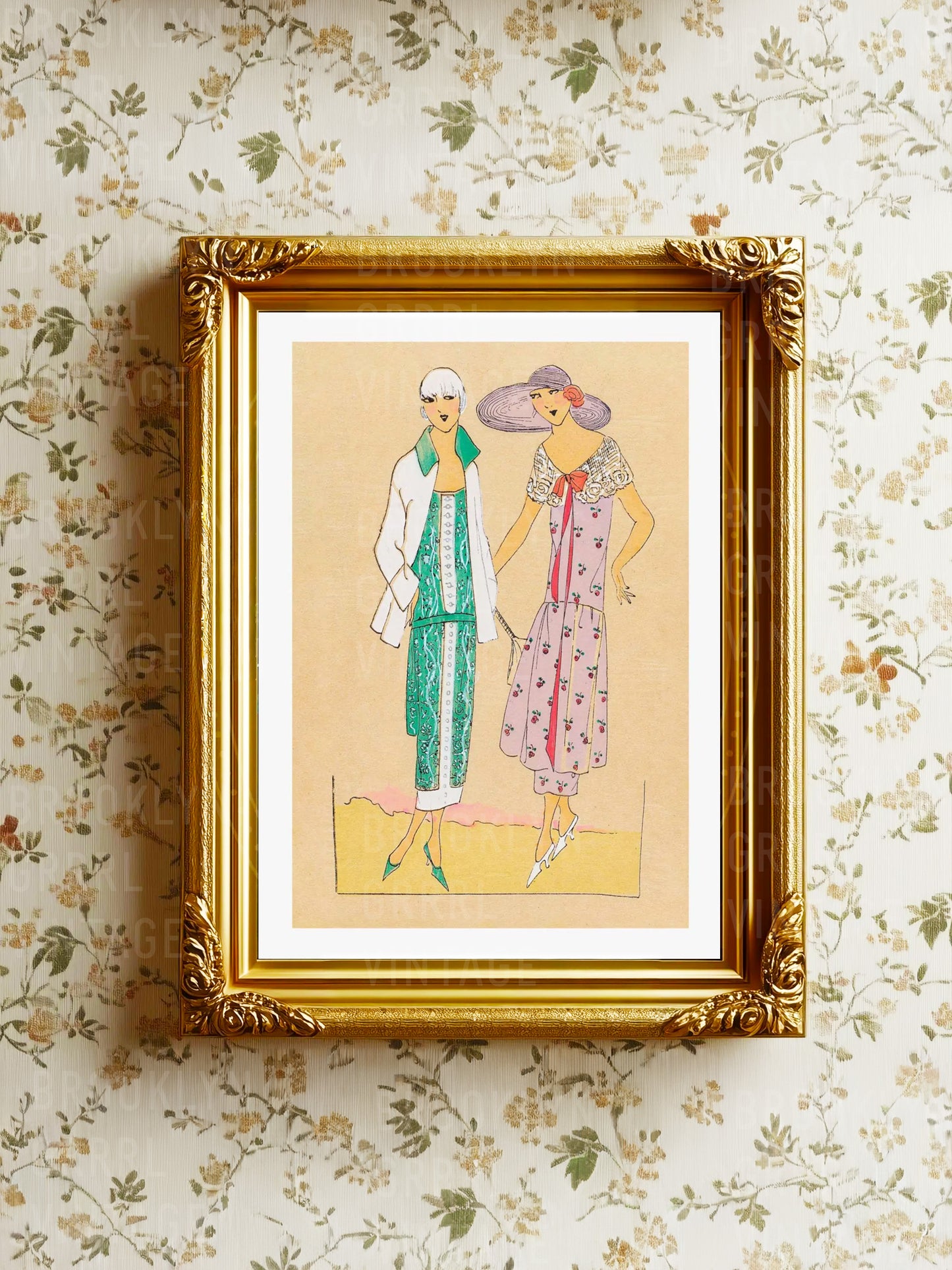 Vintage 1920s Fashion Illustration Poster - Floréal