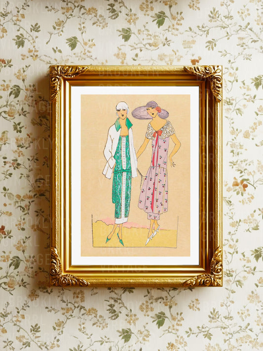 Vintage 1920s Fashion Illustration Poster - Floréal