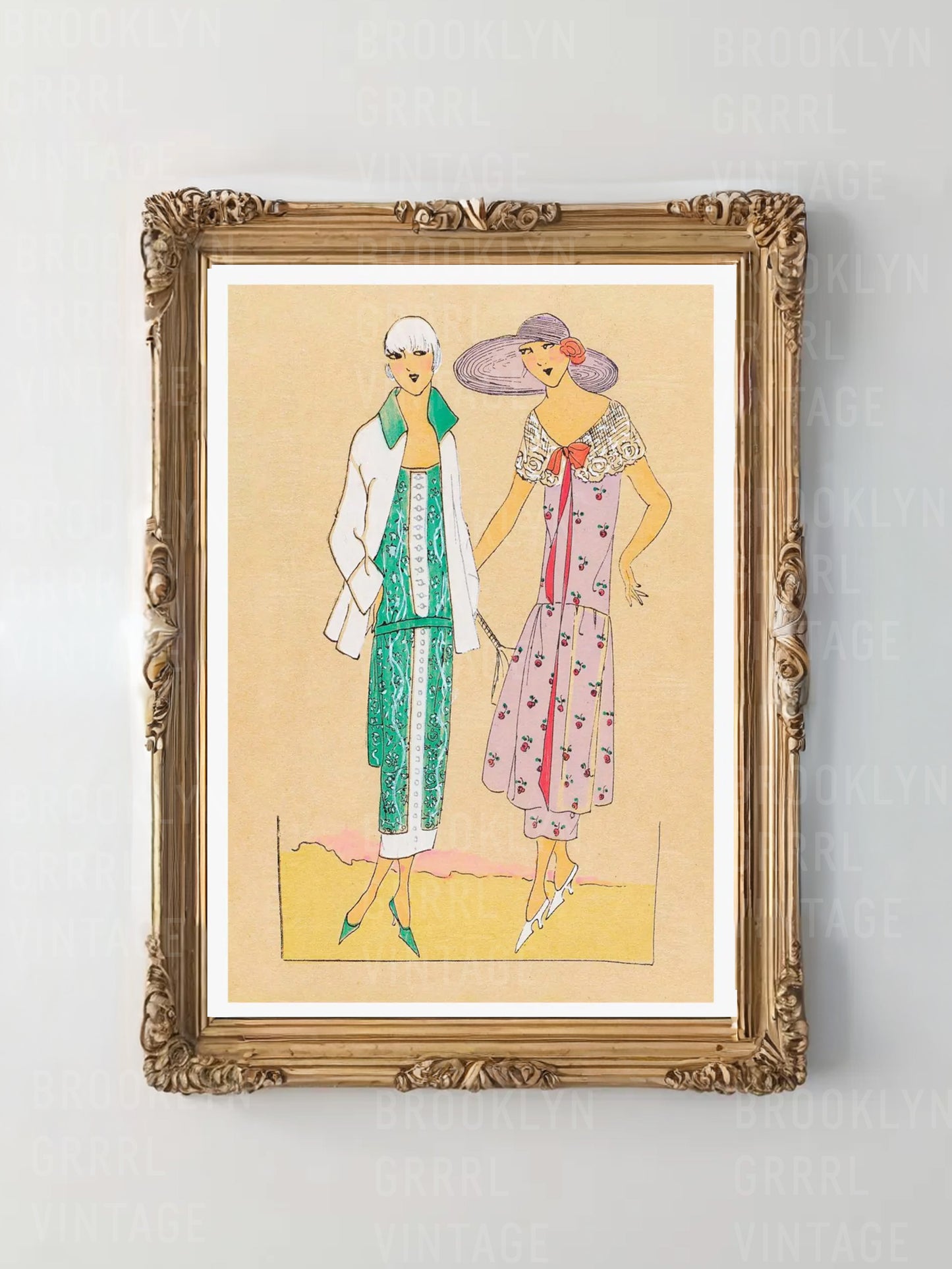 Vintage 1920s Fashion Illustration Poster - Floréal