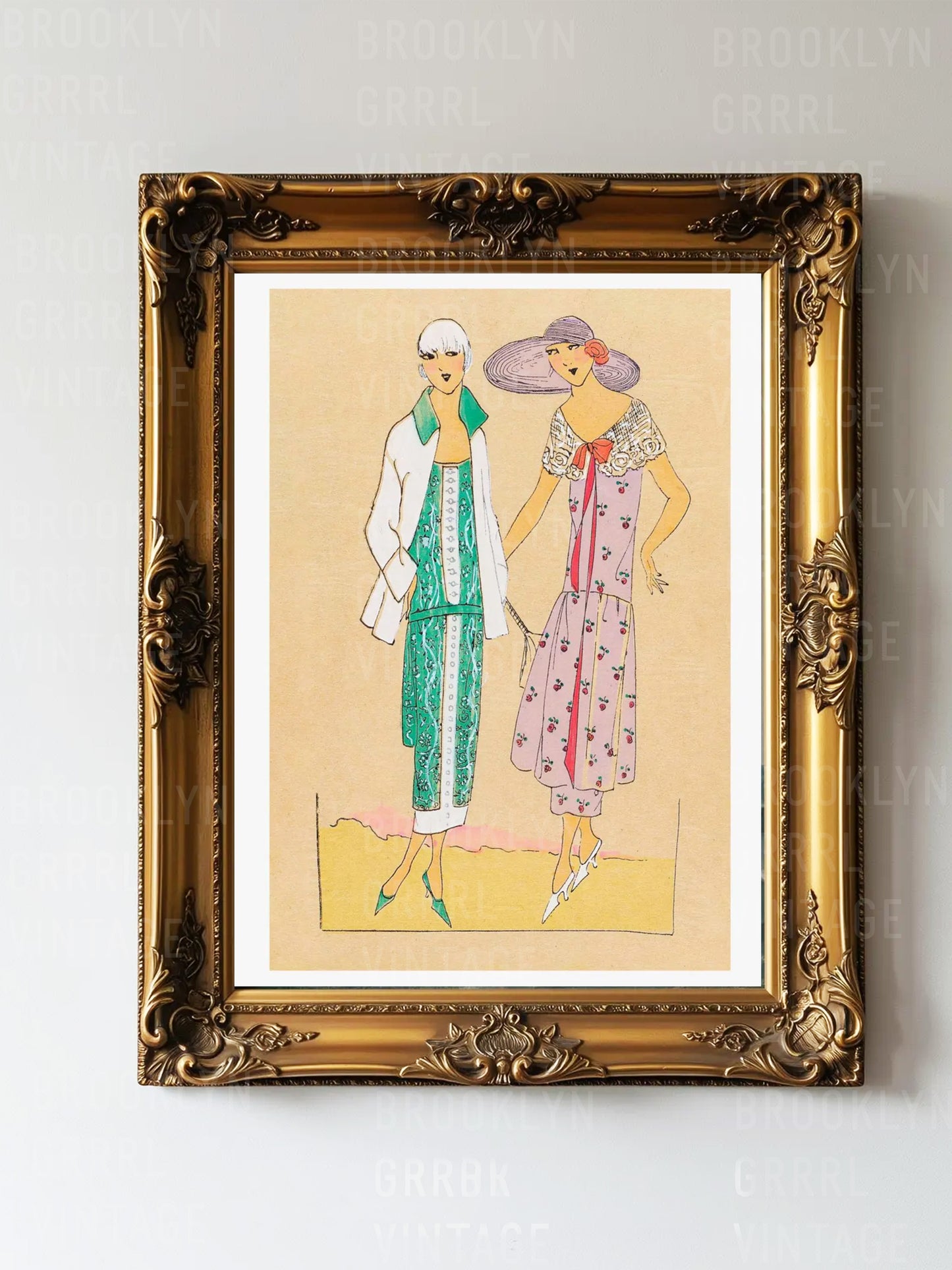 Vintage 1920s Fashion Illustration Poster - Floréal