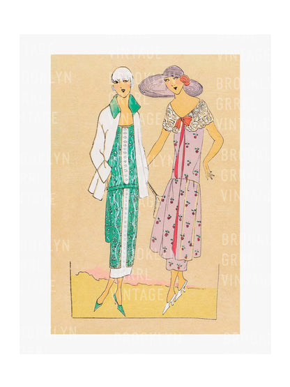 Vintage 1920s Fashion Illustration Poster - Floréal