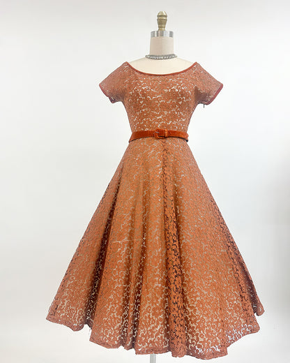 1950s 'The Central Park Glow' Lace Dress