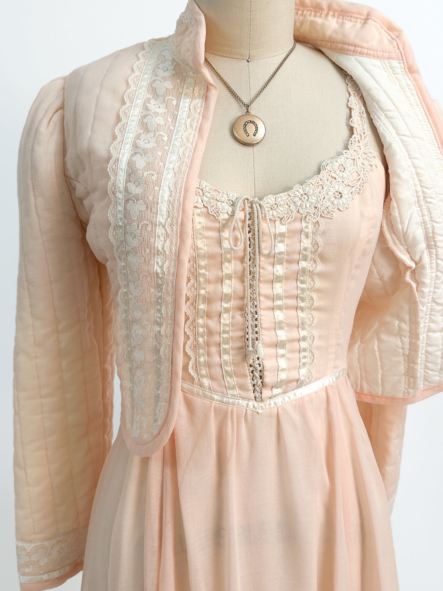 1970s Peachy Gunne Sax Dress with Jacket / Small