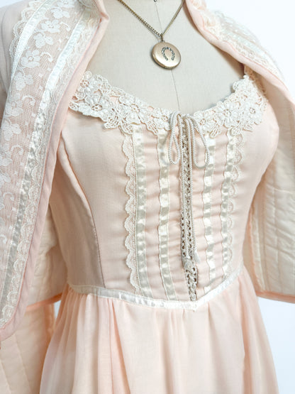 1970s Peachy Gunne Sax Dress with Jacket / Small