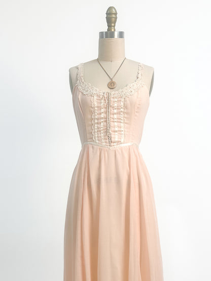 1970s Peachy Gunne Sax Dress with Jacket / Small