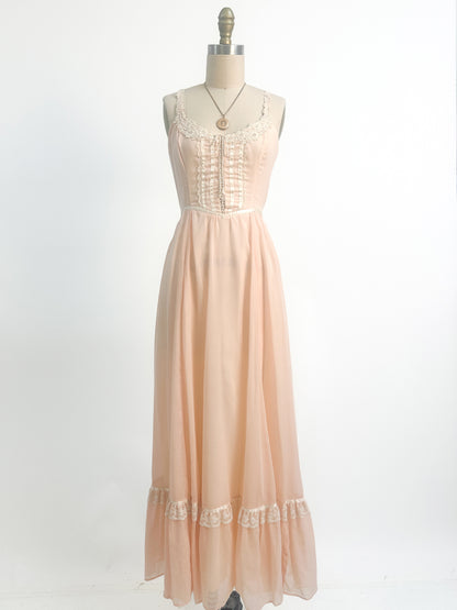 1970s Peachy Gunne Sax Dress with Jacket / Small