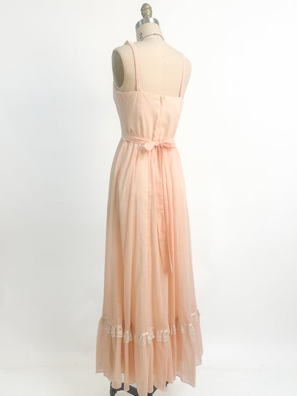 1970s Peachy Gunne Sax Dress with Jacket / Small