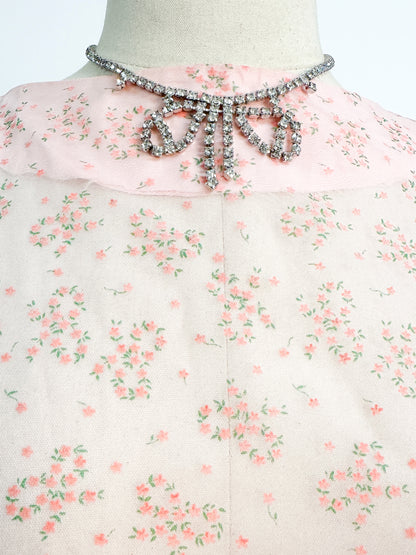 1950s Pretty in Peach Party Dress / Small