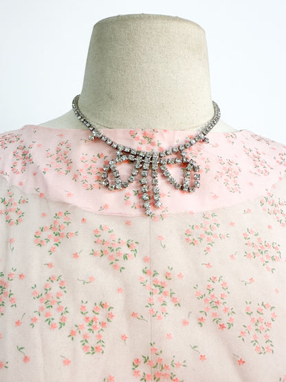 1950s Pretty in Peach Party Dress / Small