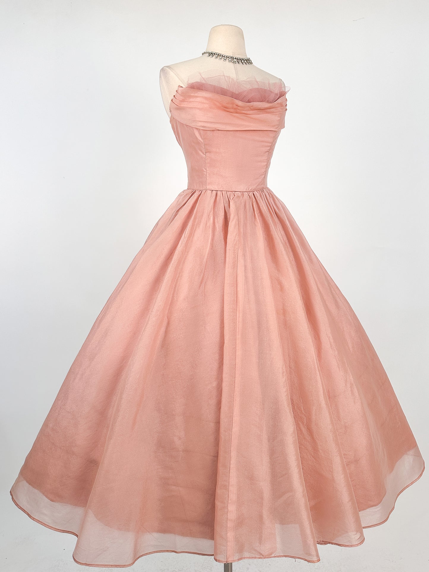 1950s Shimmery Mauve Organza and Tulle Gown / Waist 27
