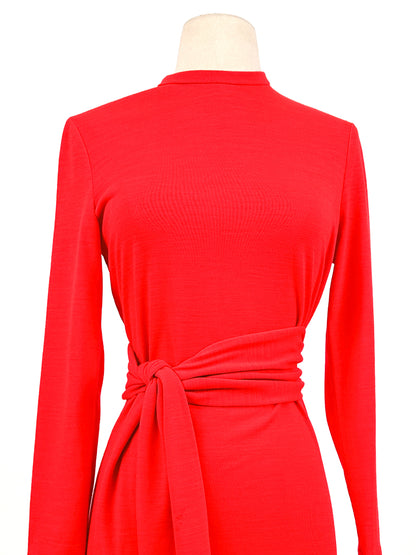 1960s Holiday Hostess Dress Red Dress with Fringe Belt / Waist 34