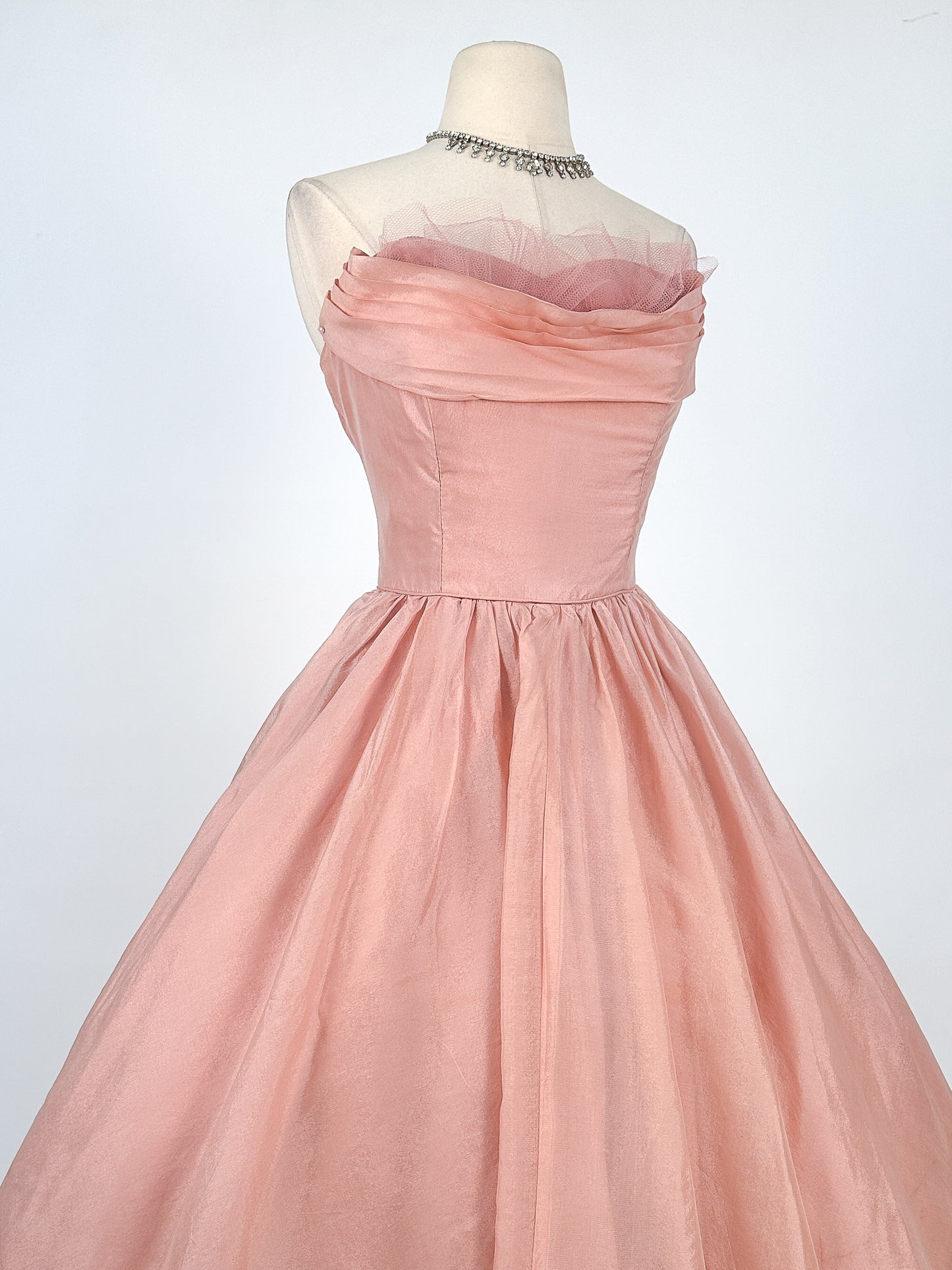 1950s Shimmery Mauve Organza and Tulle Gown / Waist 27