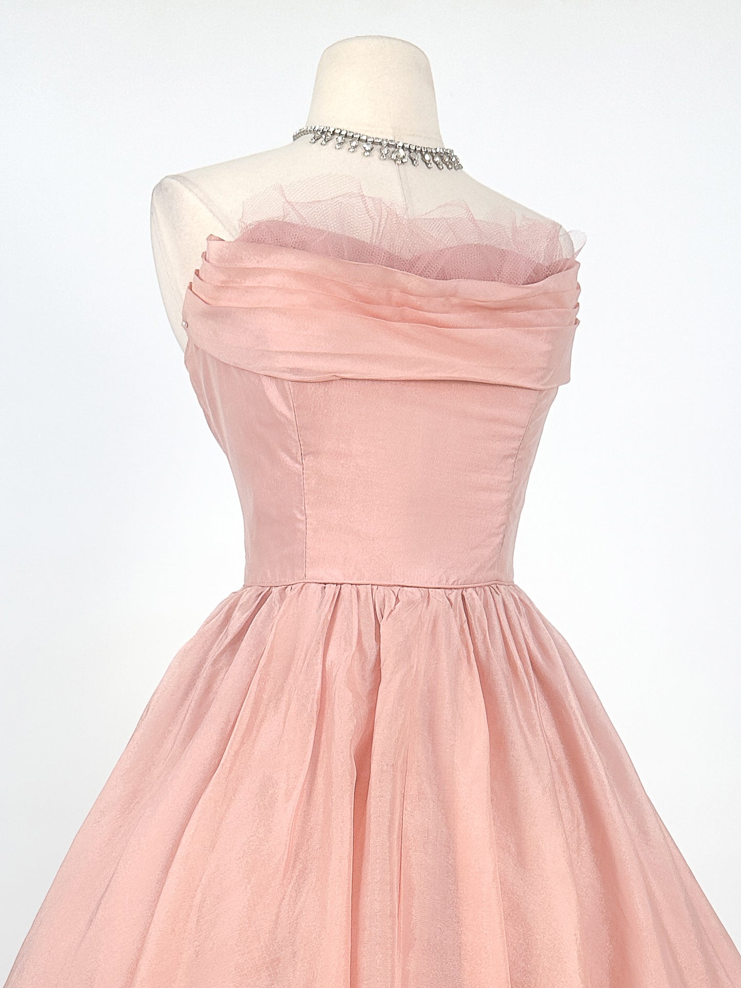 1950s Shimmery Mauve Organza and Tulle Gown / Waist 27