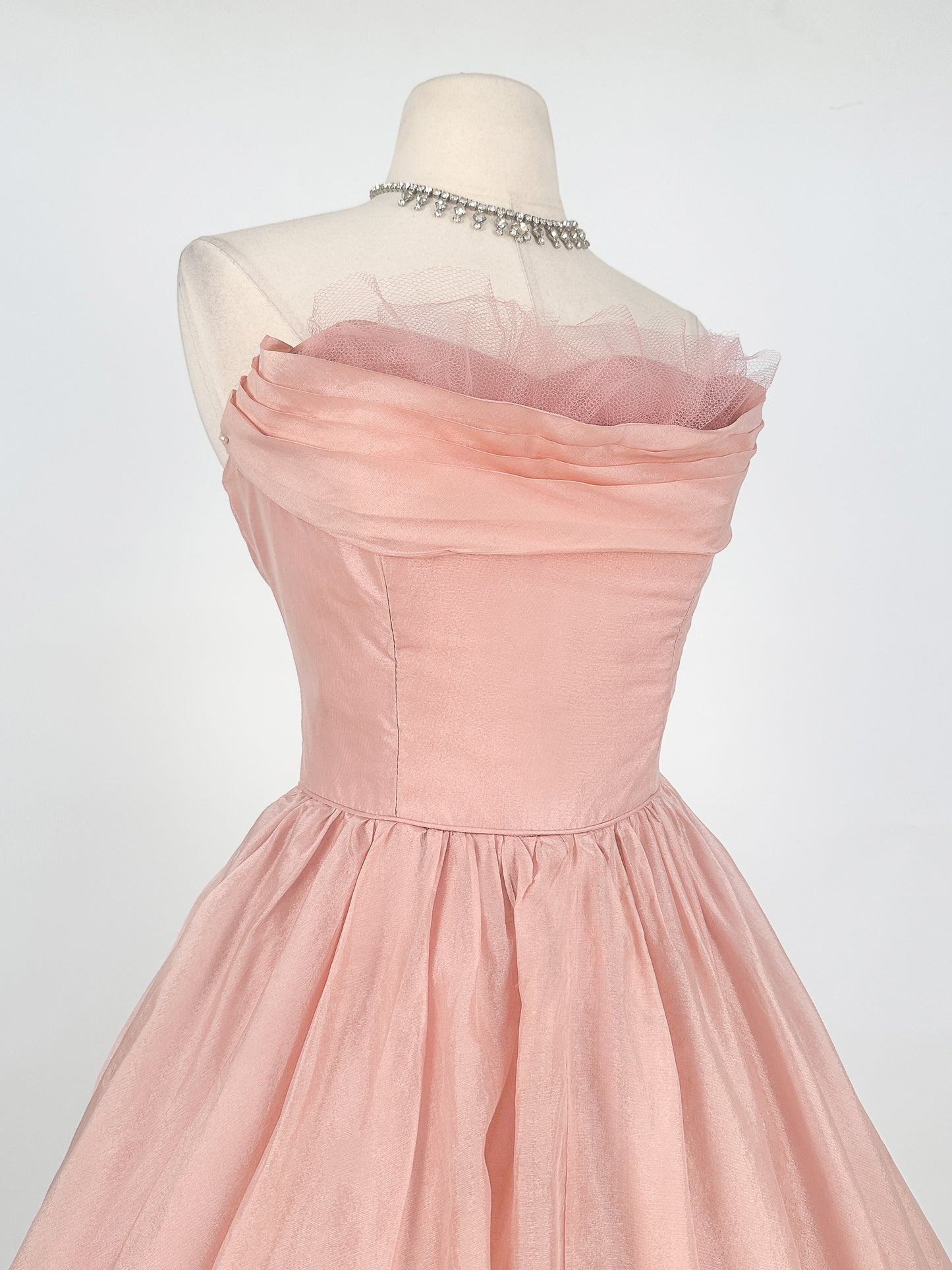 1950s Shimmery Mauve Organza and Tulle Gown / Waist 27