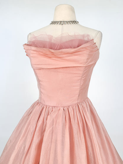 1950s Shimmery Mauve Organza and Tulle Gown / Waist 27