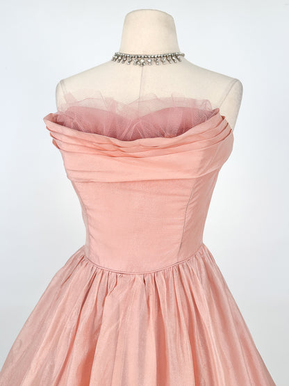1950s Shimmery Mauve Organza and Tulle Gown / Waist 27