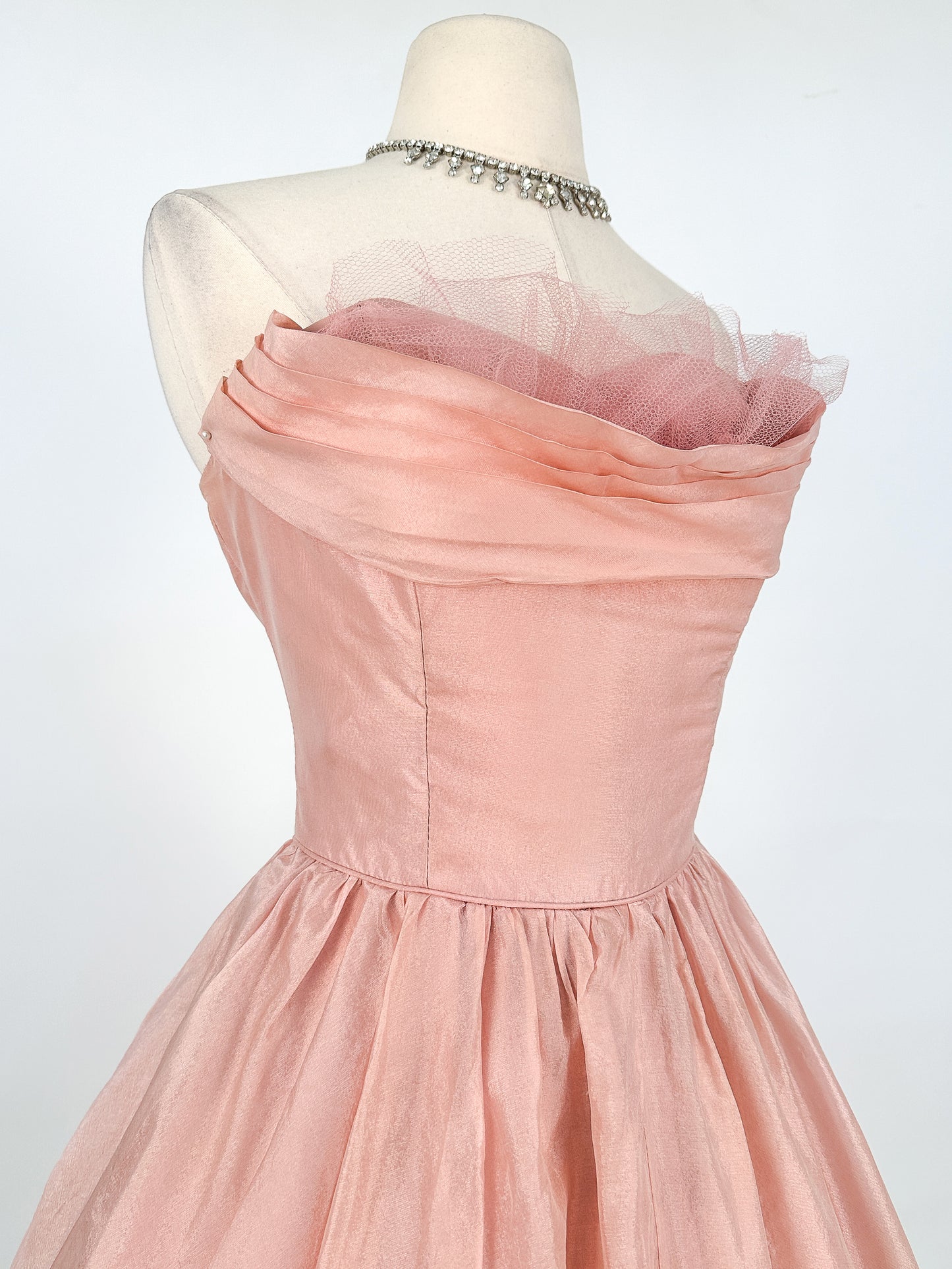1950s Shimmery Mauve Organza and Tulle Gown / Waist 27