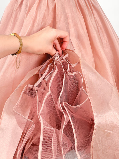 1950s Shimmery Mauve Organza and Tulle Gown / Waist 27