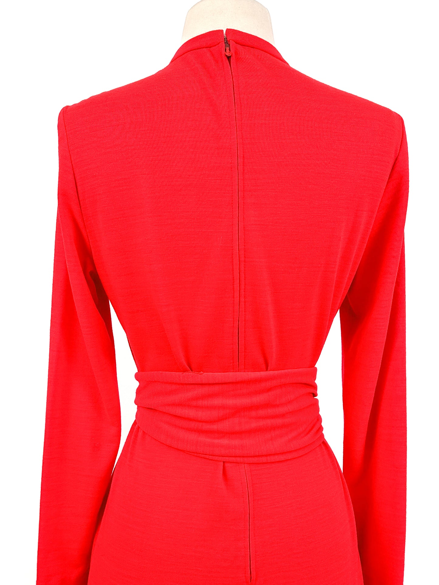 1960s Holiday Hostess Dress Red Dress with Fringe Belt / Waist 34