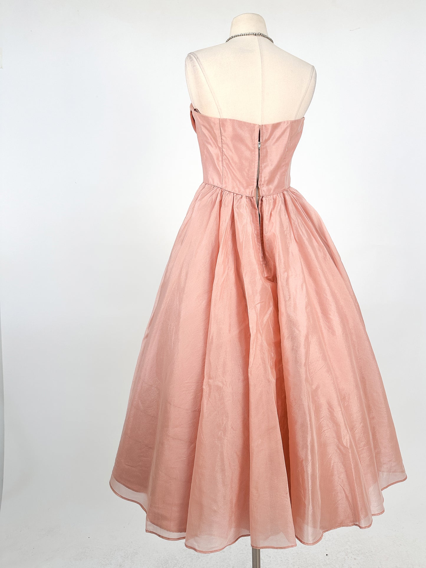 1950s Shimmery Mauve Organza and Tulle Gown / Waist 27