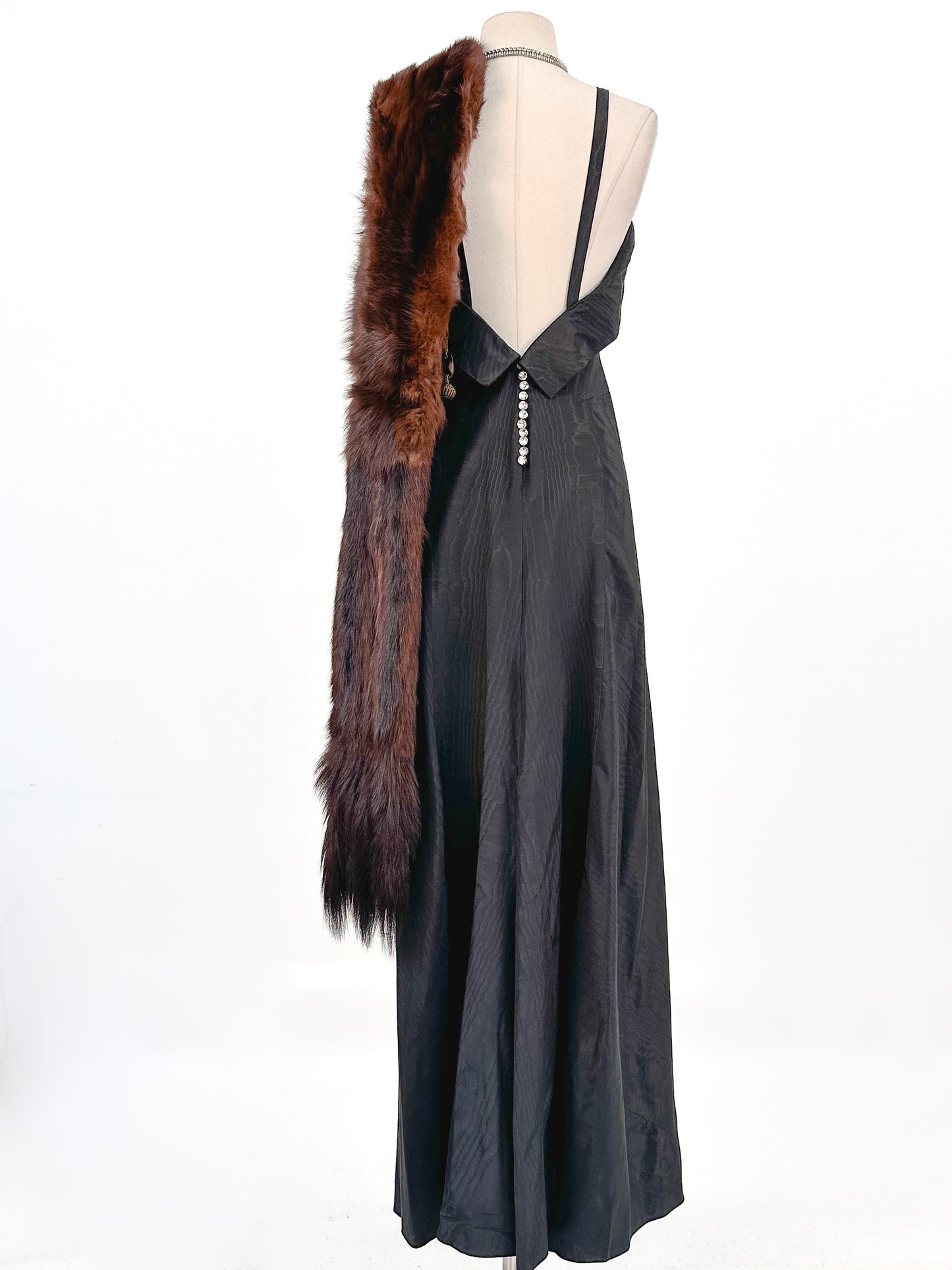 1940-50s Glamorous Fur Stole with Tails / OSFA