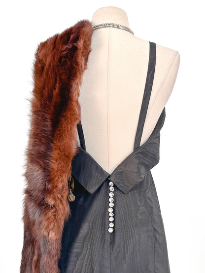 1940-50s Glamorous Fur Stole with Tails / OSFA