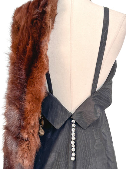 1940-50s Glamorous Fur Stole with Tails / OSFA