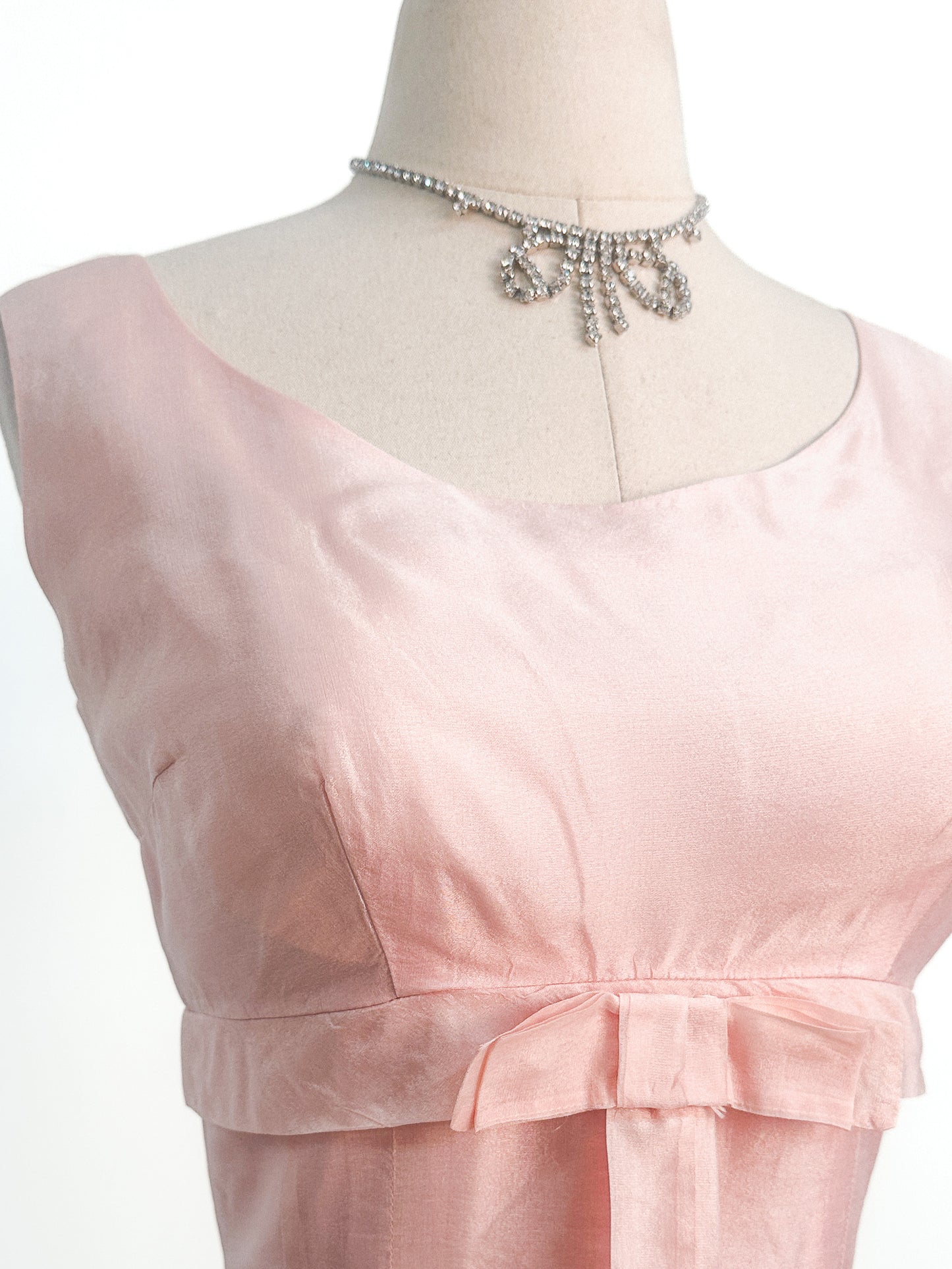 1950s Pretty in Soft Pink Organza Party Dress / Small
