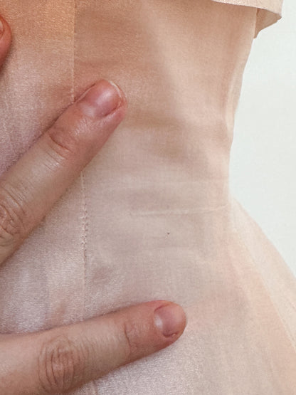 1950s Pretty in Soft Pink Organza Party Dress / Small