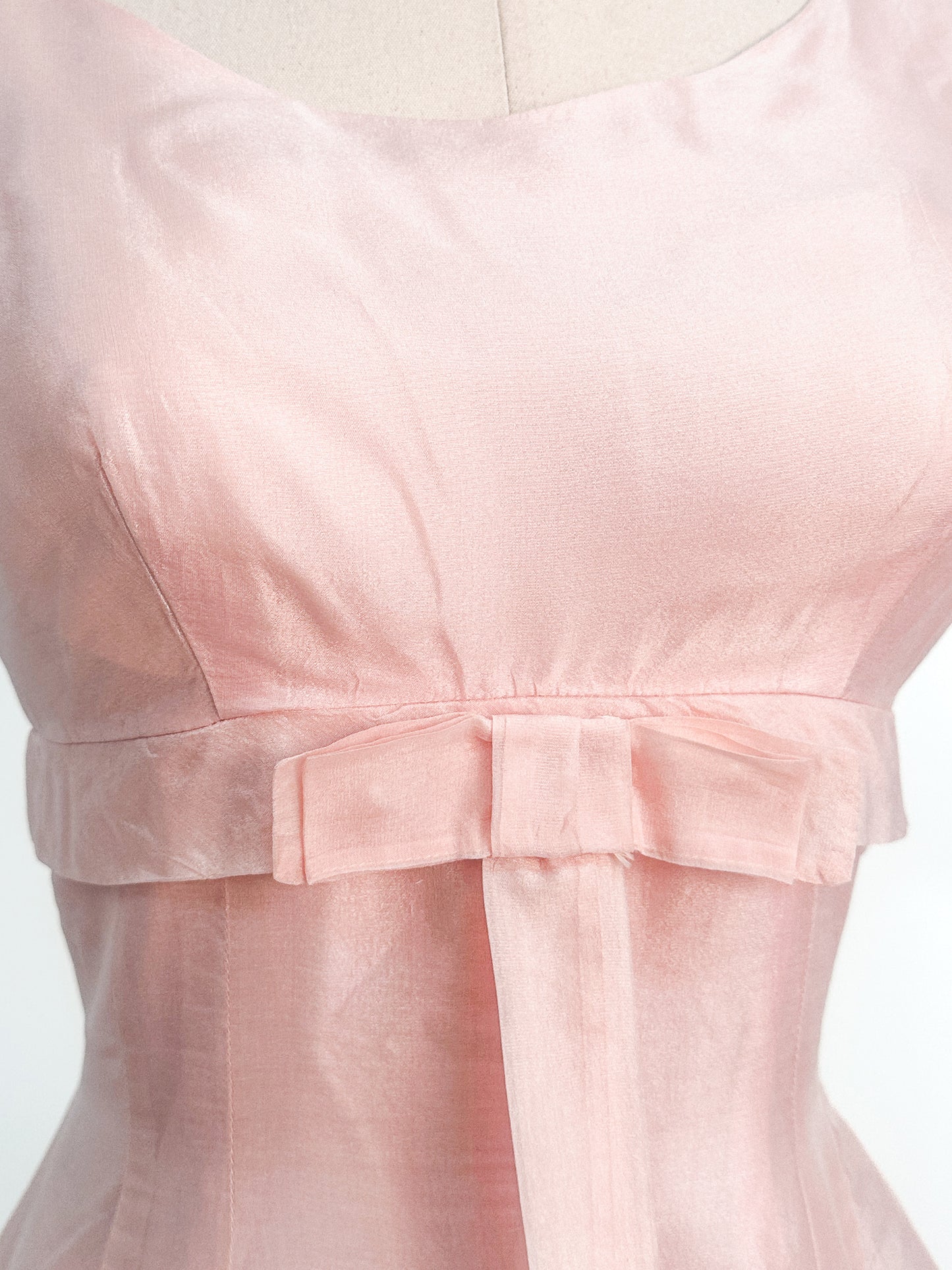 1950s Pretty in Soft Pink Organza Party Dress / Small