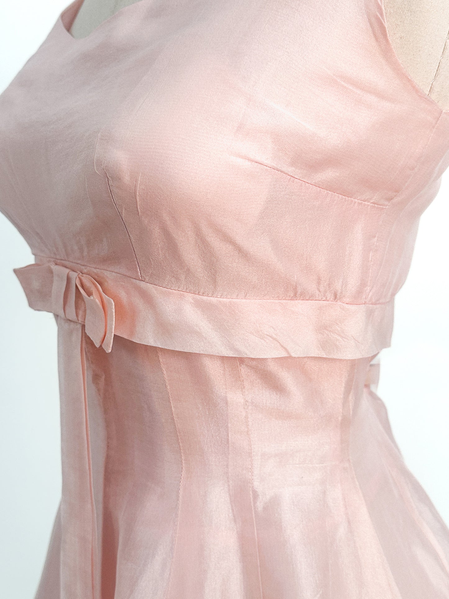 1950s Pretty in Soft Pink Organza Party Dress / Small