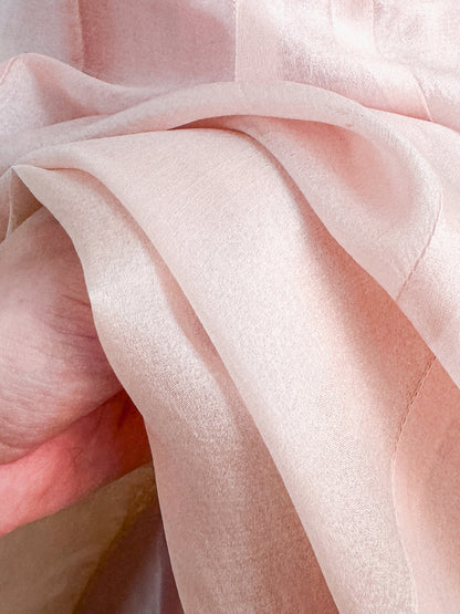 1950s Pretty in Soft Pink Organza Party Dress / Small