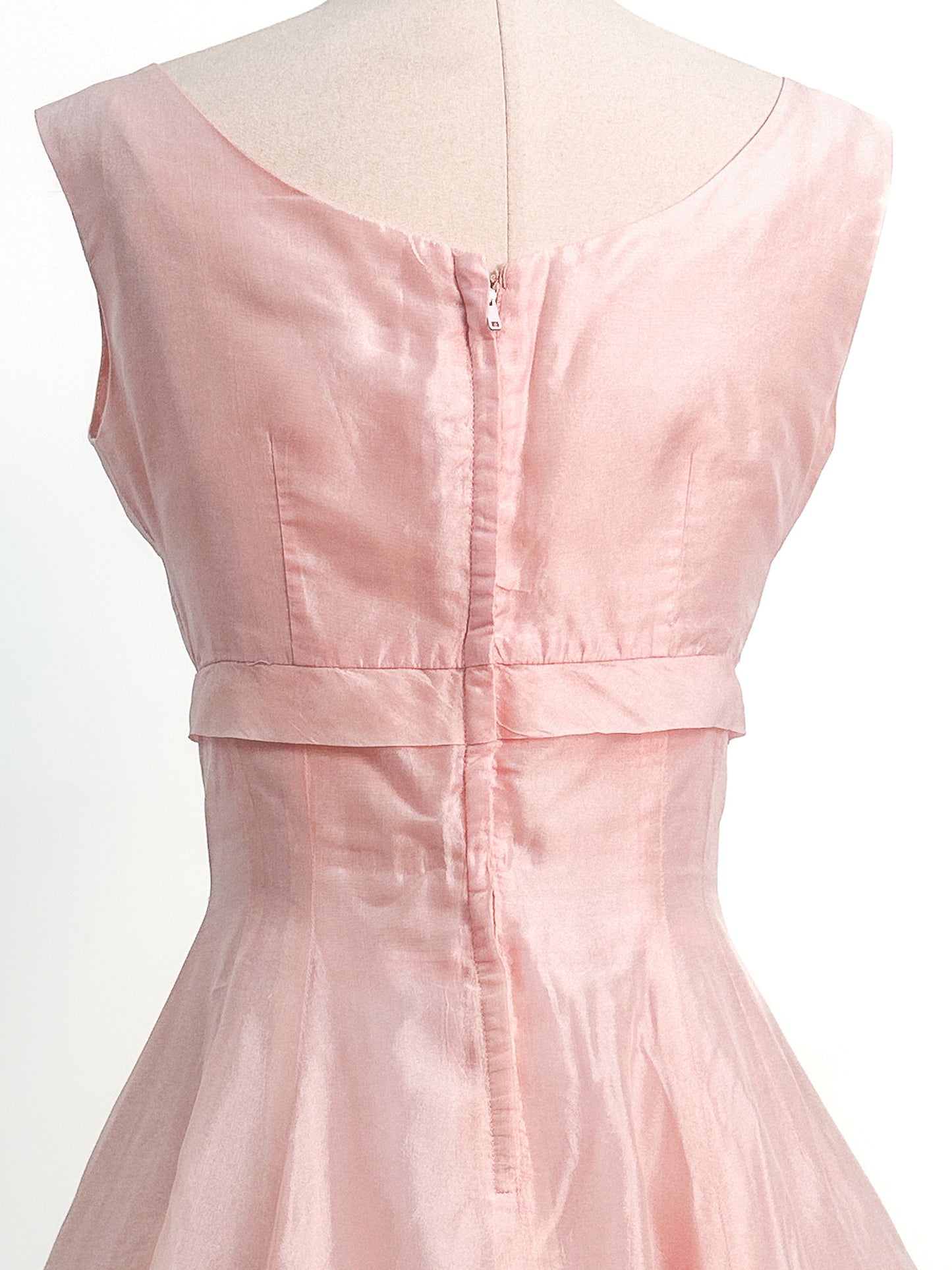 1950s Pretty in Soft Pink Organza Party Dress / Small