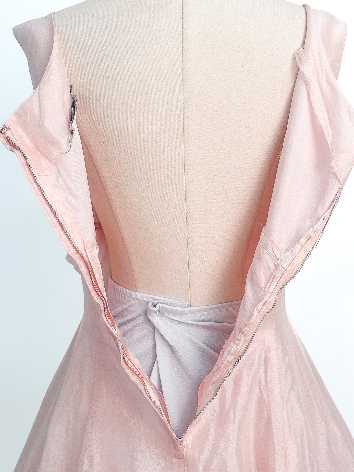 1950s Pretty in Soft Pink Organza Party Dress / Small