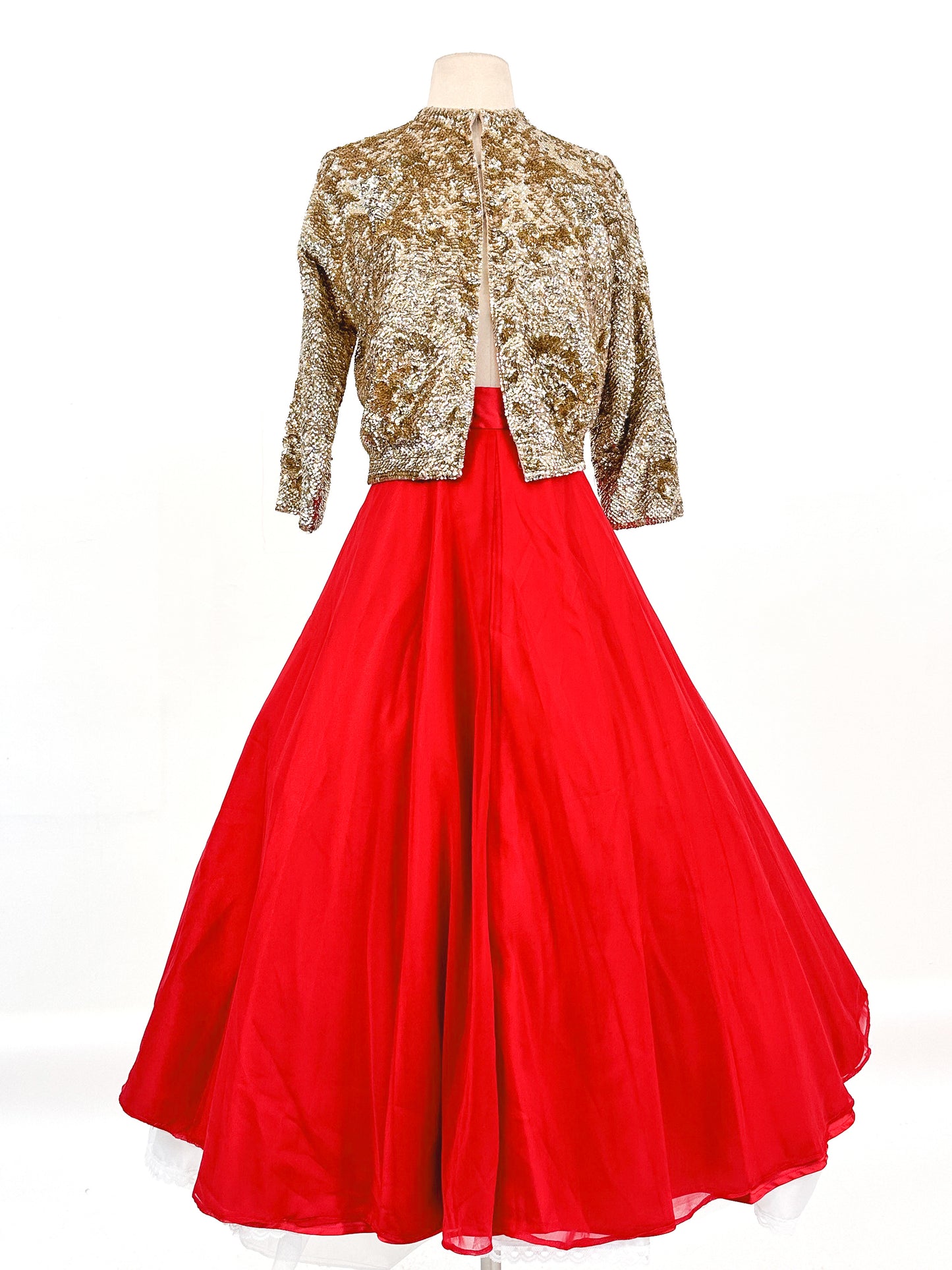 1950s Sequins Cardigan with Silk Lining / Up to Bust 38