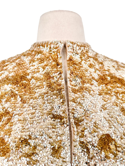 1950s Sequins Cardigan with Silk Lining / Up to Bust 38