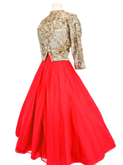 1950s Sequins Cardigan with Silk Lining / Up to Bust 38