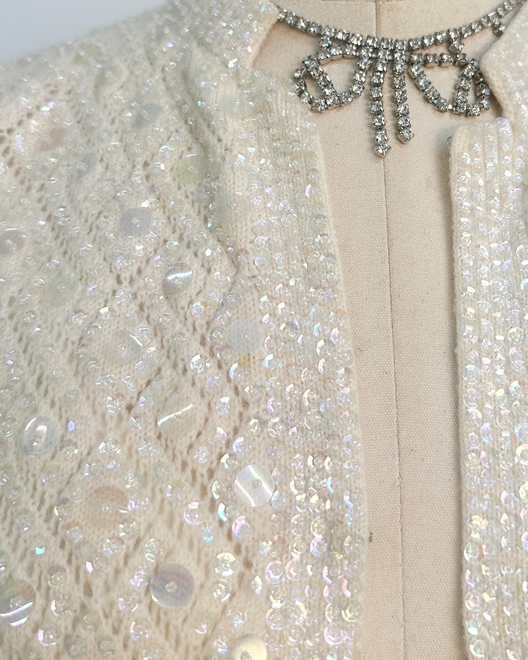 1950s Sparkling Iridescent Sequined Cardigan / Large