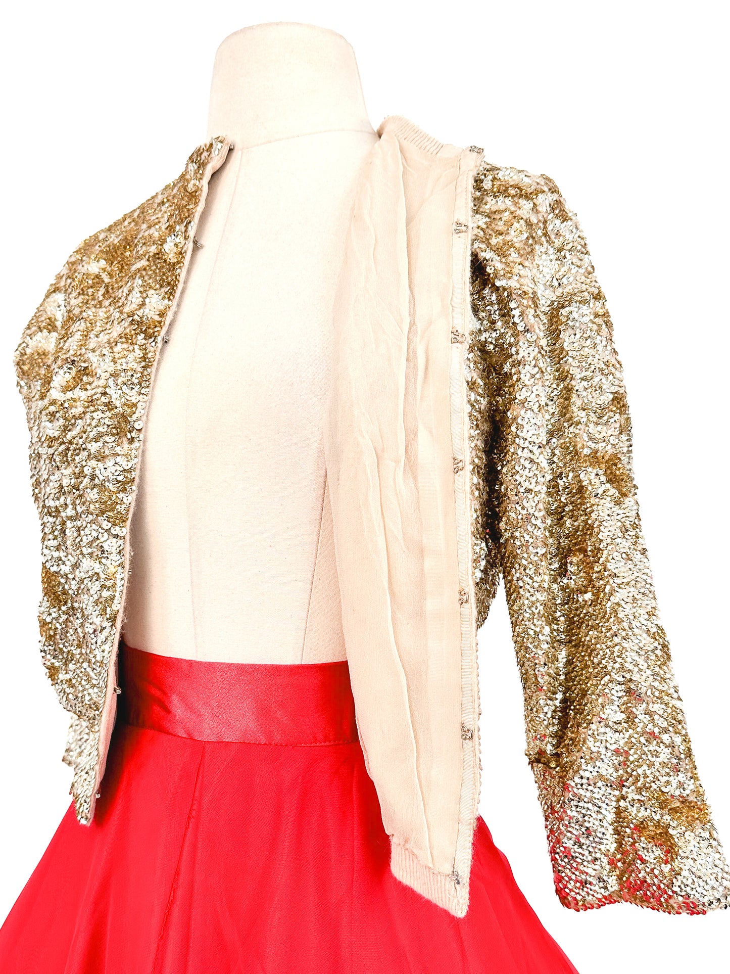 1950s Sequins Cardigan with Silk Lining / Up to Bust 38