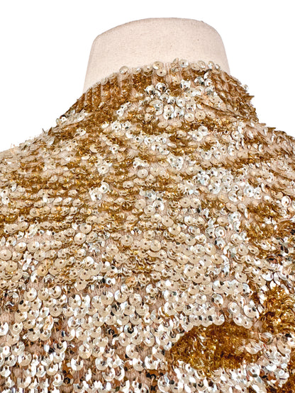 1950s Sequins Cardigan with Silk Lining / Up to Bust 38