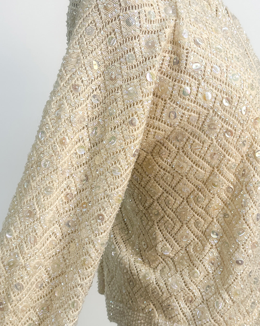 1950s Sparkling Iridescent Sequined Cardigan / Large