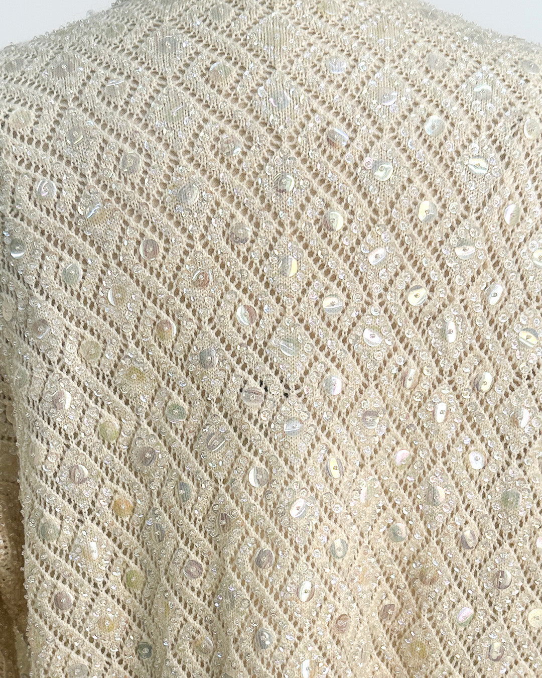 1950s Sparkling Iridescent Sequined Cardigan / Large