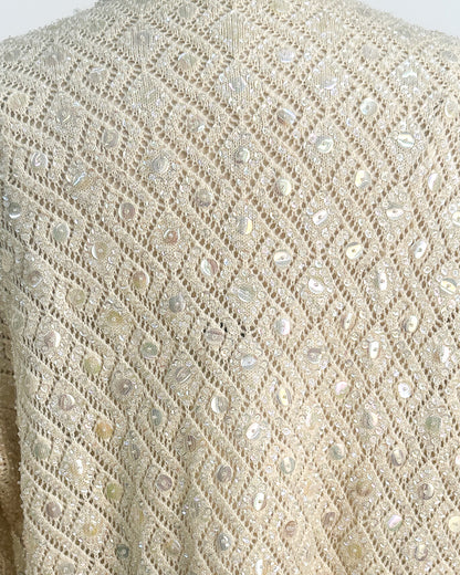 1950s Sparkling Iridescent Sequined Cardigan / Large