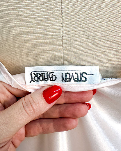 1980s Silky Slip with Pearls and Roses Accents / Medium