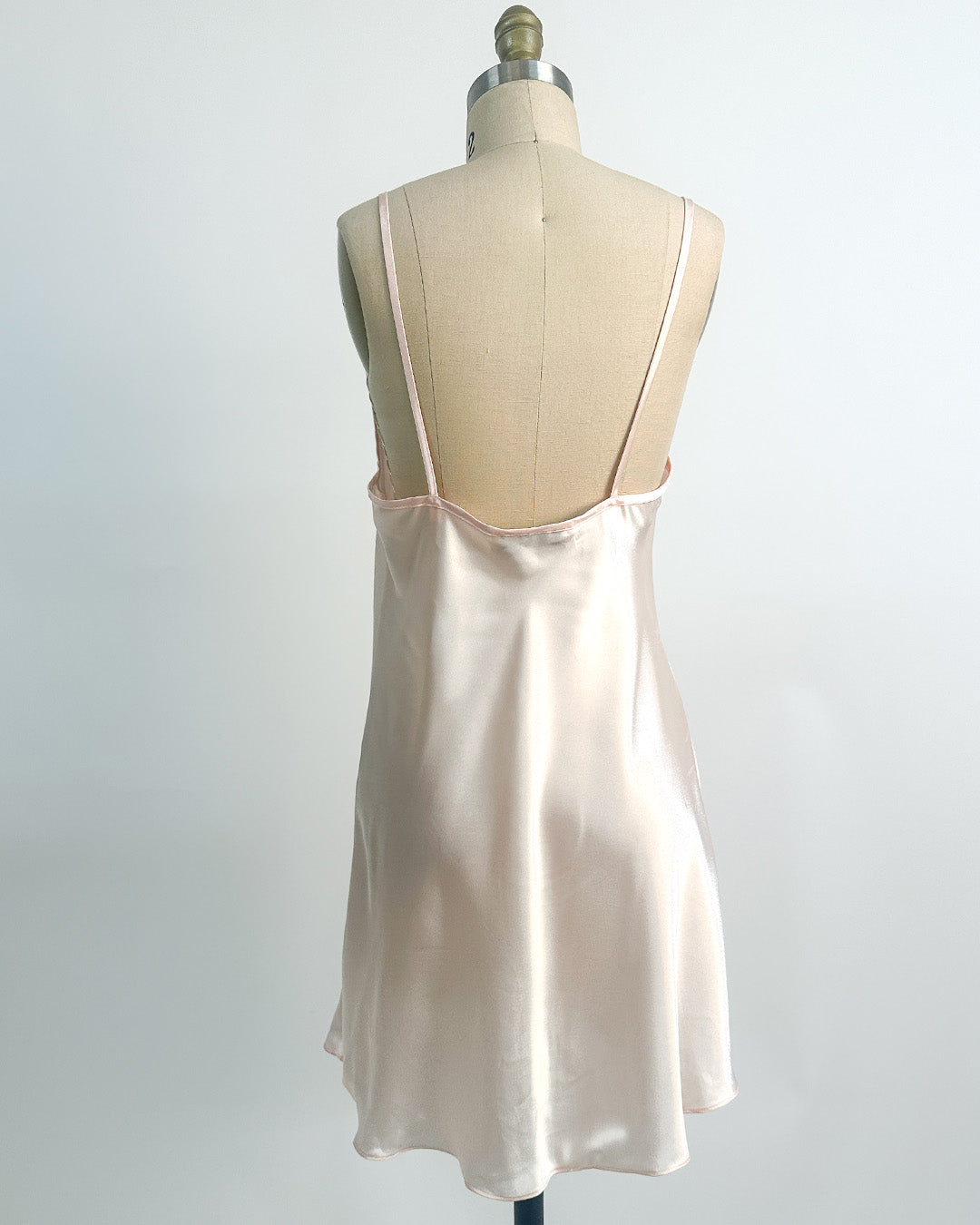 1980s Silky Slip with Pearls and Roses Accents / Medium