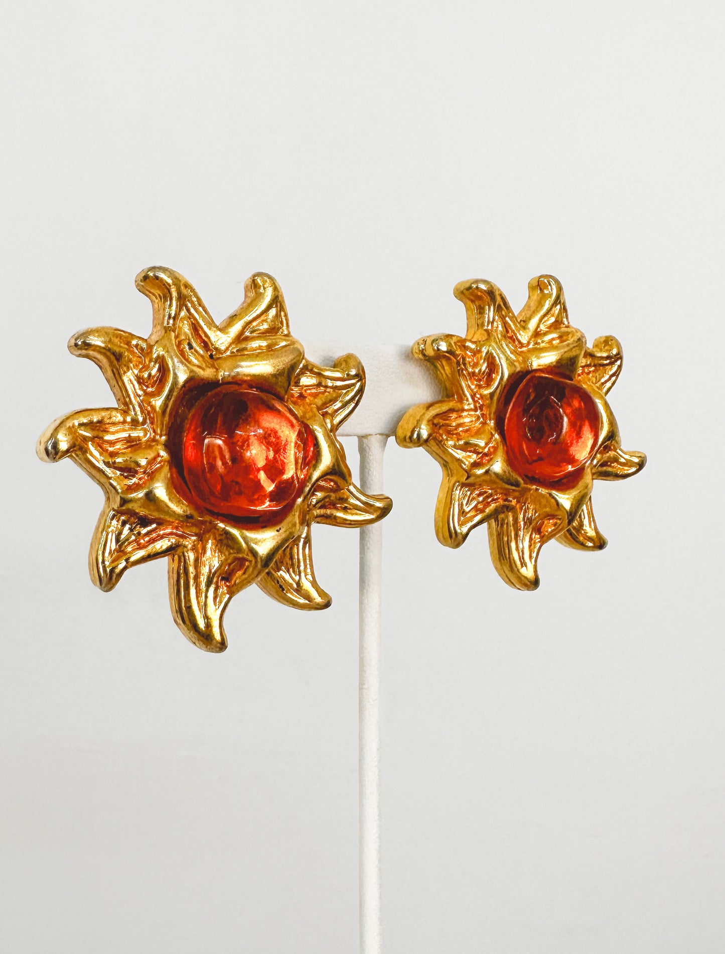 1990s Golden Sun Clip-on Earrings