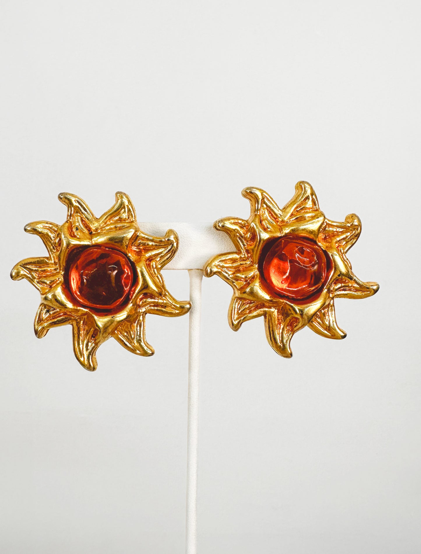 1990s Golden Sun Clip-on Earrings