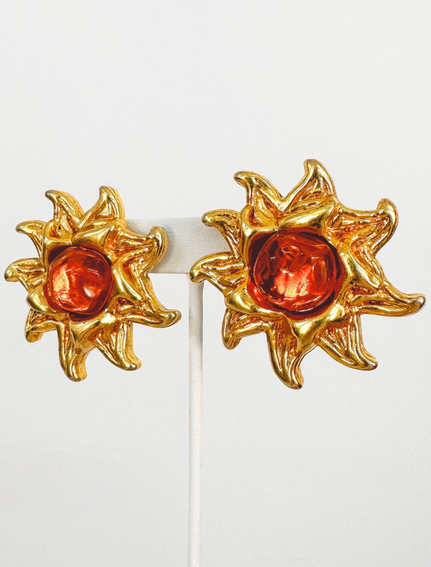 1990s Golden Sun Clip-on Earrings