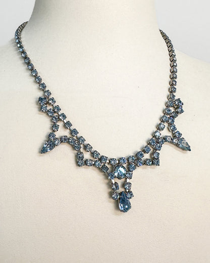 1940-50s Pale Blue Rhinestones Choker