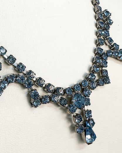 1940-50s Pale Blue Rhinestones Choker